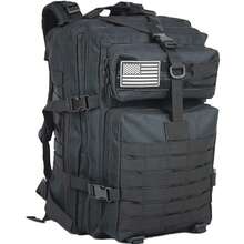 Mochila Tactica Militar 45L - Para Crossfit Montaña Supervivencia Caza Pesca Camping Senderismo Gimnasio Montañismo - Negro - Ver 1