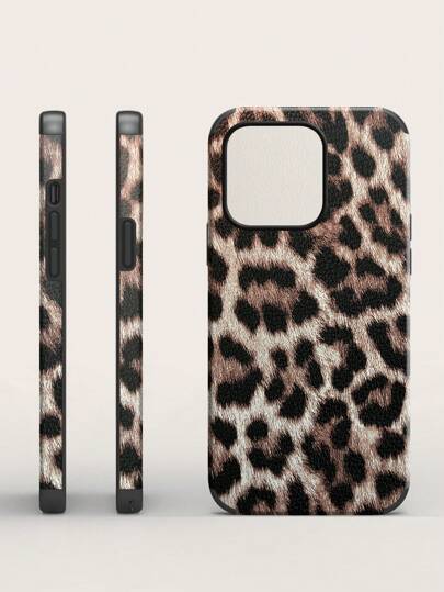 Leopard Pattern Leather Leopard Print Fashion PU Leather Leopard Pattern Leather Leopard Print Leather PU Soft Leather 1pc Anti-Fall Anti-Shock Phone Shockproof Case With Sound Amplifier Design, Compatible With IPhone 17 Pro Max/16 Pro Max/16 Plus/13 Pro Max/14 Pro Max 13 14 11 12 Pro 11/15 Pro, Galaxy S24 Ultra, Birthday Gift Anniversary Gift Holiday