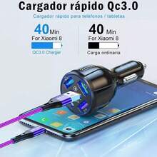 Turbo Cargador Para Auto Carga Rapida Qc 3.0 | 5 Puertos Usb - Negro - Ver 11