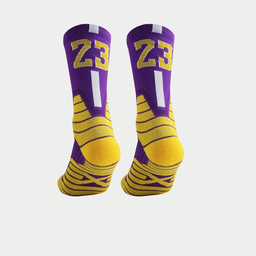 1 Pair Men'S Outdoor Sports Basketball Socks With Terry Cushion Bottom - Multicolor - View 1