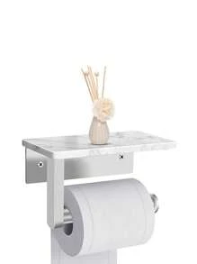 1個大理石紙巾架,金色輕奢卷紙架壁掛式,手機架架子,壁掛式浴室衛生紙架,不鏽鋼大理石紙巾架浴室衛生紙架浴室手機紙巾架掛壁衛生紙架帶架子,不鏽鋼大理石花紋衛生紙卷筒架 - 彩色 - 查看 4