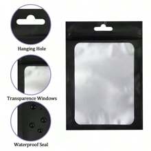 50pcs Resealable Transparent Window Bag With Zipper For Food & Jewelry Storage, Suitable For Small Business