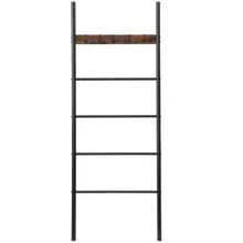 HOOBRO Towel Ladder, Towel Rack, Towel Rack, Clothes Rack, 5 Removable Hooks, 60 X 177 Cm, For Bath Towels, Clothes, Blankets, Newspapers, Space Saving, Sturdy, Industrial Style - Brown - View 8