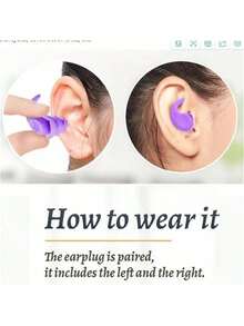 1 par Öronproppar För sömn , Studie , Industriell Bullerreducering Med Silikon - Blåröd - Visa 10