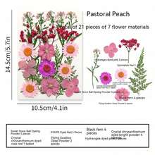 21入組/包鄉村風格乾燥花材,用於製作珠寶、蠟燭、書籤及植物標本diy裝飾材料,浪漫女友禮物,家居求婚 - 田園桃色 - 查看 2