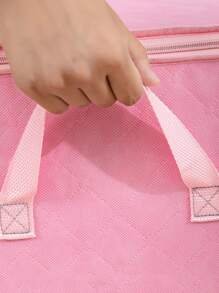 1pc Non-Woven Fabric Storage Bag, Foldable Storage Box, Plus Size Cartoon Lovely Dustproof Organizer, Suitable For Comforter, Pillow, Blanket, Bedding, Dustproof And Space-Saving - Pink - View 4