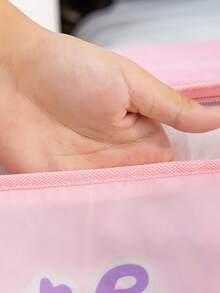 1pc Non-Woven Fabric Storage Bag, Foldable Storage Box, Plus Size Cartoon Lovely Dustproof Organizer, Suitable For Comforter, Pillow, Blanket, Bedding, Dustproof And Space-Saving - Pink - View 5