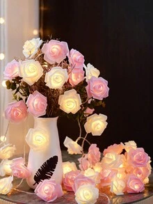 1條 Led 玫瑰花仙女燈串用於七夕節、浪漫求婚、婚禮、生日裝飾 - 粉紅白拼色 - 查看 5