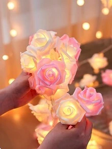 1條 Led 玫瑰花仙女燈串用於七夕節、浪漫求婚、婚禮、生日裝飾 - 粉紅白拼色 - 查看 4