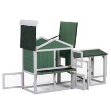 Wooden Rabbit House 2-Tier Pet Cage - Green - View 5