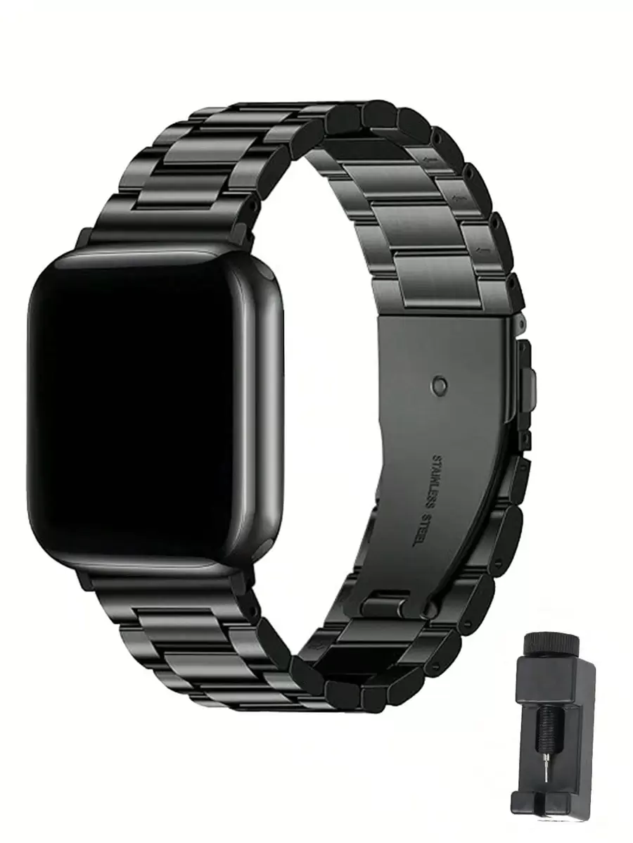 1 pieza Correa de metal negro ajustable, apto para relojes Ultra 2 1 SE S9 8 7 6 5 4 3 2 1 Series, regalo de moda para hombres y mujeres jóvenes, se ajusta a relojes de 38mm 40mm 41mm 42mm 44mm 45mm 49mm (el reloj no está incluido), nuevo superventas mundial en 2025