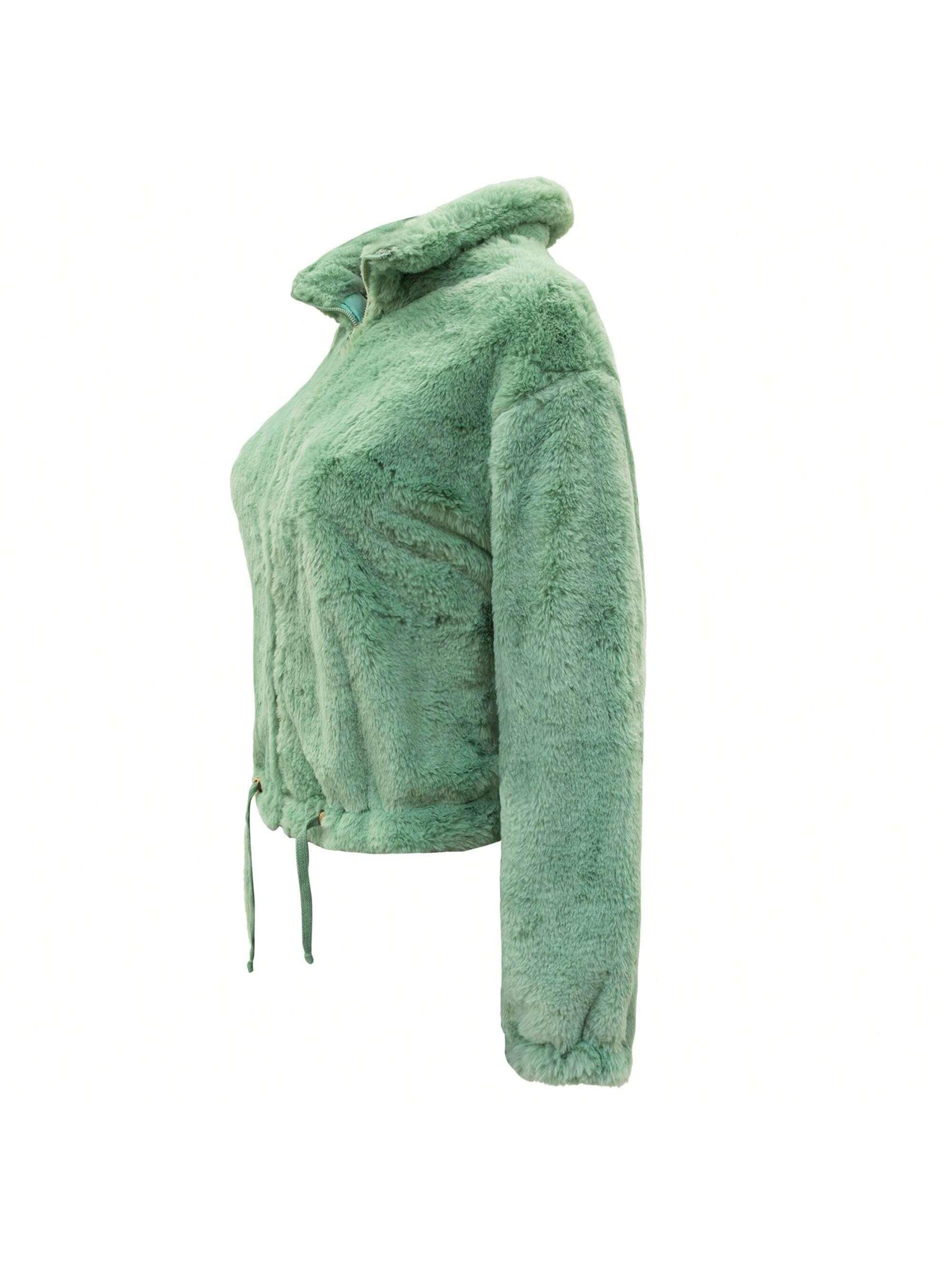 Women s Teddy Coat Jacket MINT GREEN LIVE Moda BH SHEIN