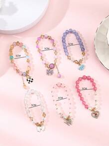 6入組時尚可愛玻璃珠手鍊 - 彩色 - 查看 4