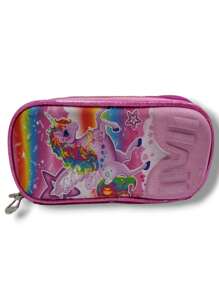 Kit Mochila + Estojo + Lancheira Infantil Meninas Meninos Desenho Relevo 3d - Rosa chiclete - Visão 5