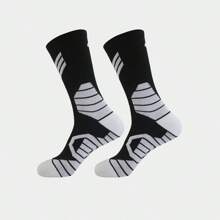 1 雙男士戶外運動毛巾底籃球襪 - 彩色 - 查看 2