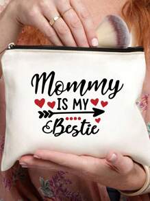 媽咪是我的好朋友信封紋理收納袋,拉鍊多功能袋禮品袋,女士化妝袋,有趣化妝袋拉鍊袋,可愛化妝旅行袋,化妝品袋,多功能禮品袋適用於朋友,是假期期間送母親最好的禮物,為朋友購買旅遊紀念品 - 米色 - 查看 5