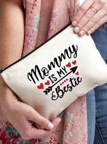 媽咪是我的好朋友信封紋理收納袋,拉鍊多功能袋禮品袋,女士化妝袋,有趣化妝袋拉鍊袋,可愛化妝旅行袋,化妝品袋,多功能禮品袋適用於朋友,是假期期間送母親最好的禮物,為朋友購買旅遊紀念品 - 米色 - 查看 3