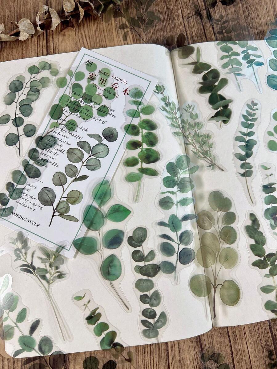 一包 40 張植物花卉和水果貼紙 Diy 裝飾剪貼簿材料相簿日記規劃器 - 彩色 - 查看 1