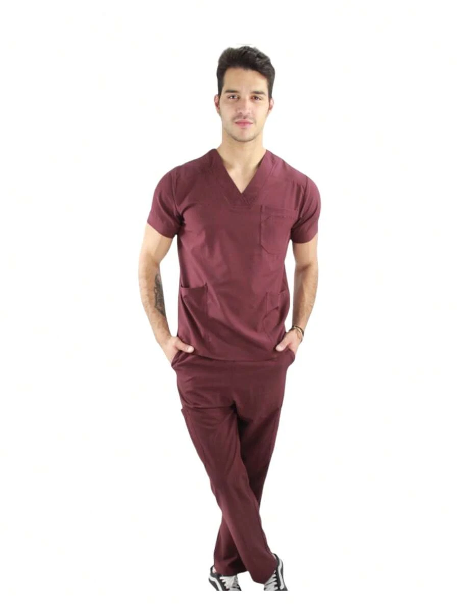 SOULMATE Boston Men's Surgical Pajamas - 酒紅色 - 查看 1