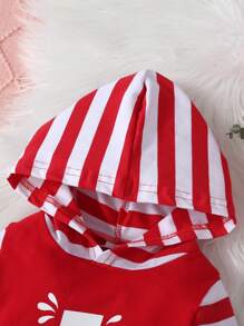 嬰兒男童連帽條紋字母印花彩塊連身衣 - 彩色 - 查看 3