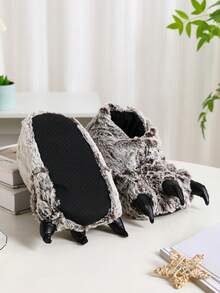 冬季溫暖的爪子鞋情侶室內包跟防滑靜音拖鞋 - 灰色 - 查看 2