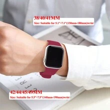 运动硅胶表带兼容 Apple Watch 表带 40mm 38mm 41mm 44mm 45mm 46mm 42mm 49mm S/M 女士男士，玫瑰粉色柔软腕带防水替换运动表带兼容 Apple Watch 表带系列 Ultra 10 9 8 7 6 5 4 3 2 1 SE 作为返校学生的礼物 - 玫紅色 - 查看 2
