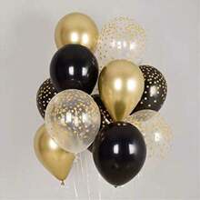 12 件/套 12 英寸黑色和金色乳胶气球，新年派对、生日、毕业装饰，2024 年、圣诞节