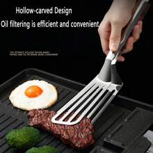 多功能不銹鋼餐具鉗,適用於自助餐、煎魚、烤麵包、牛排、沙拉和甜點-廚房工具,輕鬆製作和呈現美食 - 銀色 - 查看 5