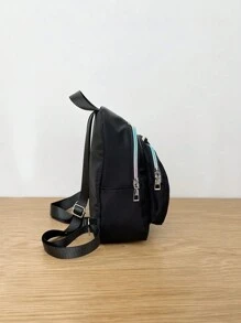 ZAOSHANGHAO 新款休閒輕量時尚旅行百搭小後背包，附配件休閒小包 - 黑色 - 查看 4