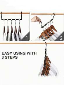 1個,多孔魔術衣架掛鉤可旋轉折疊防風衣掛家用多功能防滑晾衣架 - 黑色 - 查看 3