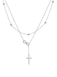 1件時尚高端925純銀雙層y型十字頸鏈,適合女性日常穿著、正式場合,時尚簡約舒適,節日派對、感恩節,送給至愛的禮物 - WMX16312N - 查看 7