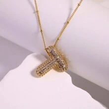 1 件大号透明水晶字母吊坠项链女士气球 26 个字母定制名字项链镀金珠宝礼物 - 金色 - 查看 12