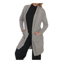 Sueter Largo Con Solapas Y Manga Larga Para Mujer Jersey Moda - Gris - Ver 1
