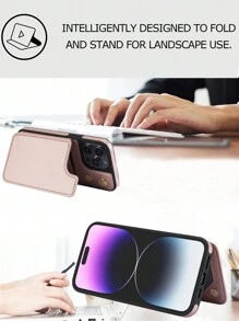 掛脖錢包後蓋殼,適用於iphone 15 14 Plus 13 12 11 Pro Max 8 7 Plus Se 5g 2020 2022手機殼,帶有卡插槽和支架,pu皮革材質,防震手機保護殼 - 玫瑰金 - 查看 7