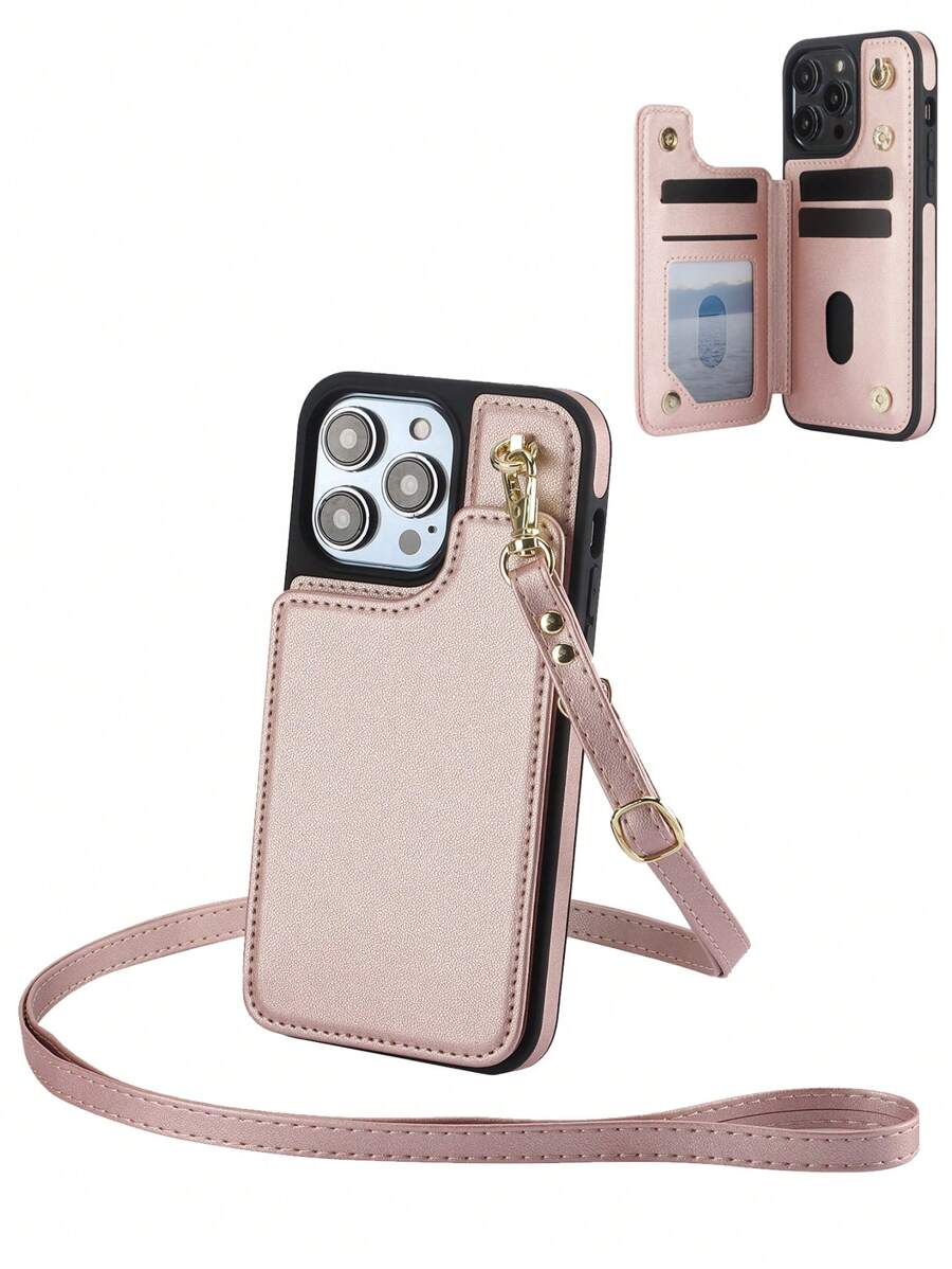 掛脖錢包後蓋殼,適用於iphone 15 14 Plus 13 12 11 Pro Max 8 7 Plus Se 5g 2020 2022手機殼,帶有卡插槽和支架,pu皮革材質,防震手機保護殼