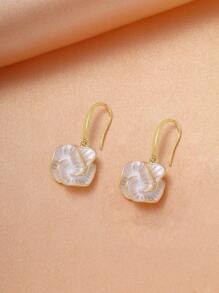 1對時尚奢華的山茶花設計紅銅耳釘,適合送給女性作為約會/婚禮/畢業禮物 - 金色 - 查看 2