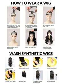 24英寸長瀏海紅色波浪娃娃頭人造彈性波浪假髮,女性和女孩們的日常派對必備品,中分 - 白色 - 查看 9