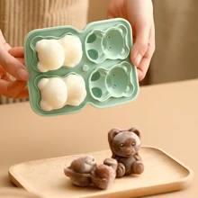 1pc Plastic Bear Shaped Ice Cube Tray, 4-In-1 Creative Ice Mold For Home Use Coffee, Silicon Ice Tray For Making Ice - Multicolor - View 1