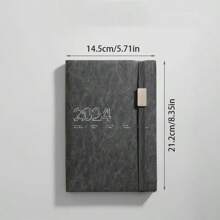 2024年行程本,筆記本,日記本,自律簽到計畫本(深灰色) - 深灰色 - 查看 2