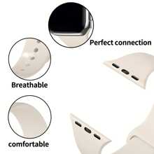 硅胶运动表带，兼容40mm、38mm、41mm、44mm、45mm、46mm、42mm、49mm尺寸，S/M码，男女通用；星空柔软防水腕带，可替换运动表带，兼容Ultra、11、10、9、8、7、6、5、4、3、2、1、SE系列，学生返校季理想礼物 - 米色 - 查看 3