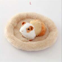 1pc Camel Round Small Pet Bed With Arctic Velvet Pad, Suitable For Autumn And Winter, For Hamsters, Guinea Pigs, And Other Small Pets