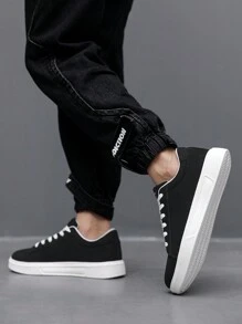 Nam Mặt trước Lace-up Đúng mốt Toàn trận Giải trí Giày dép , Cổ điển Đen & Trắng Tương phản Màu sắc Nhẹ Thoải mái Giày thể thao Với Phong cách tối giản , Giày Chạy bộ - Đen và trắng - Xem 10