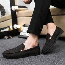 1雙新款透氣帆布男士休閒鞋,韓版無帶便鞋 - 黑色 - 查看 5