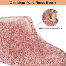 Women's Fuzzy Bootie Slippers Warm Winter Indoor House Shoes With Teddy Fleece - Hồng - Xem 4