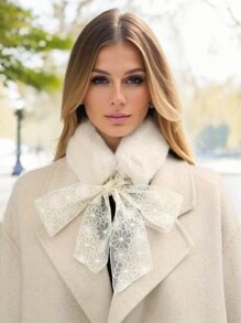 1pc Ladies' Winter Warm & Fashionable Fur Scarf For Multiple Styles, Ideal For Keep Warm - White - View 2
