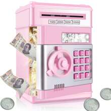 Electronic Piggy Bank For Kids, Safe For Kids Birthday Gift, Piggy Bank With Password/Music, For Boys And Girls, Safe Box - Pink - View 1