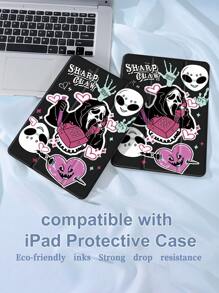 Pink Skull Case Compatible With IPad 10.2 Inch 2021/2020 IPad 9th/8th Generation,Compatible With Huawei Matepad 10.4/ Tab/Cover,With Pen Holder,Supports Automatic Sleep/Wake Lid - Black - View 3