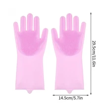 Pet Grooming Cleaning Gloves Dog Cat Bathing Shampoo Glove Scrubber Magic Dishwashing Cleanner Sponge Silicon Hair Removal Glove Magic Silicone Body Pet Bathing Gloves For Animal Perfect Bathe Shampoo Dog &Cat Brush Gloves - Blue - View 2