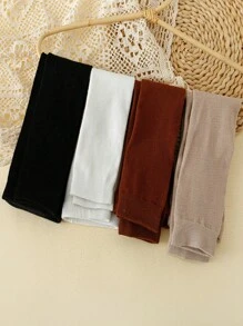 4 cái/bộ Cô gái Màu thuần 3/4 Chiều dài Quần tất Thích hợp Đối với Mặc hàng ngày - Nhiều màu - Xem 4