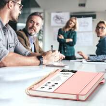 Simplified Meeting Notebook For Work With Action Items 200 Pages, Office Supplies For Planner, PU Leather Hardcover Agenda Notebook For Office & Business Taking Notes, B5 (10" * 7") - Rose gold - View 7